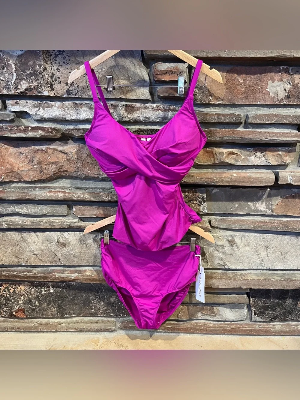 Anne Cole Fuchsia Tankini Swimsuit with Convertible Bottoms
